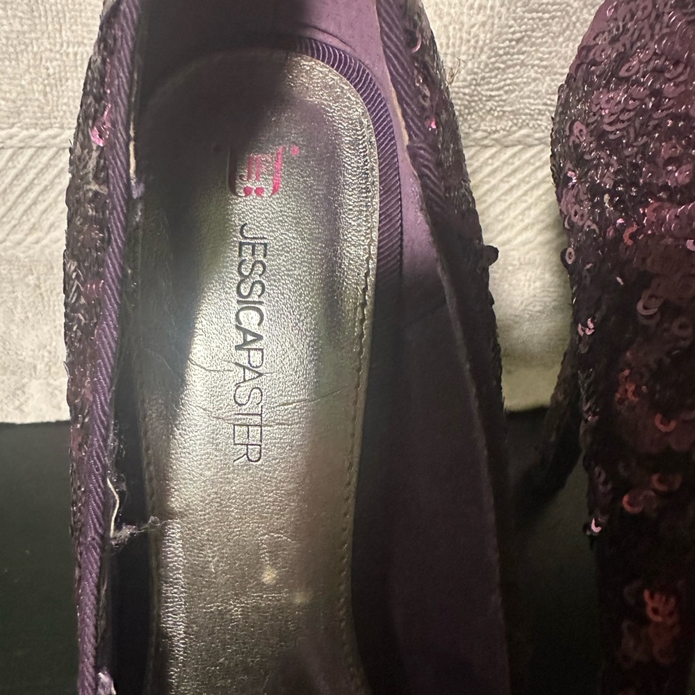 Jessica Simpson Sparkling Purple Sequin Heels - Picture 4 of 4